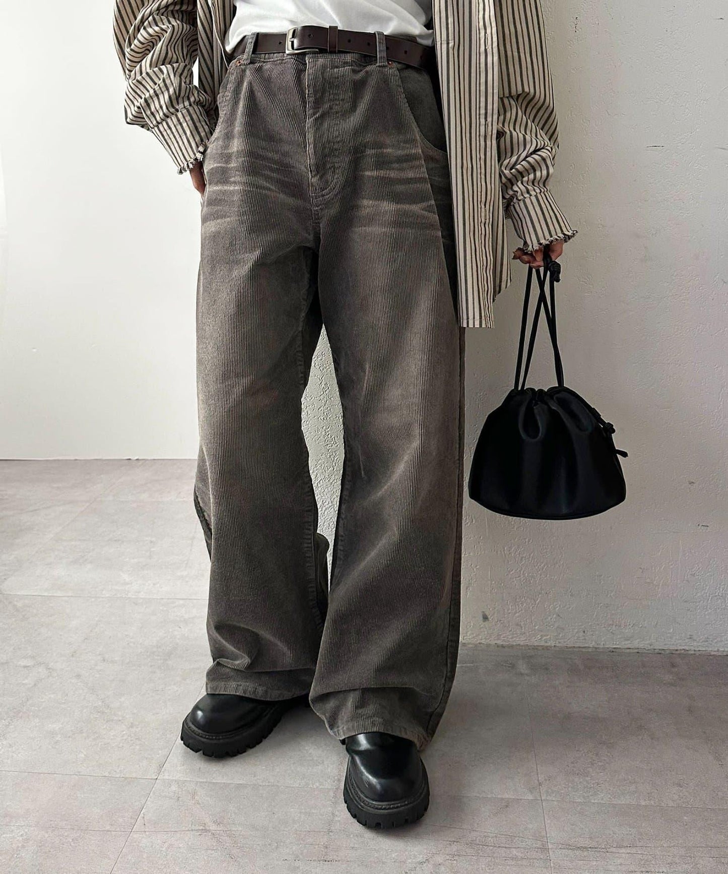 【Discoat】燈芯絨寬鬆染色長褲