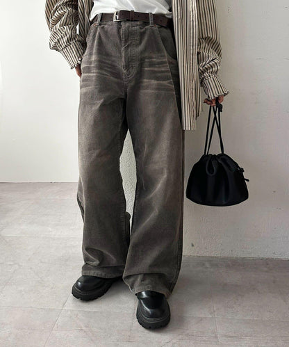 【Discoat】燈芯絨寬鬆染色長褲