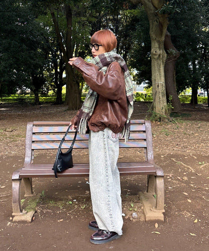 【UNISEX】格紋流蘇圍巾