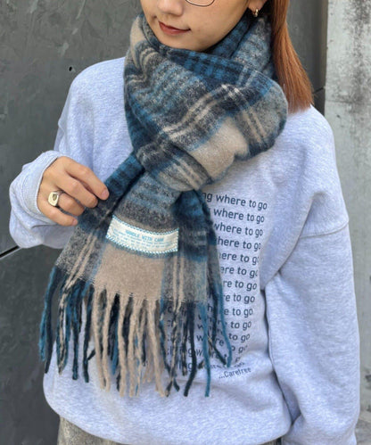【UNISEX】格紋流蘇圍巾