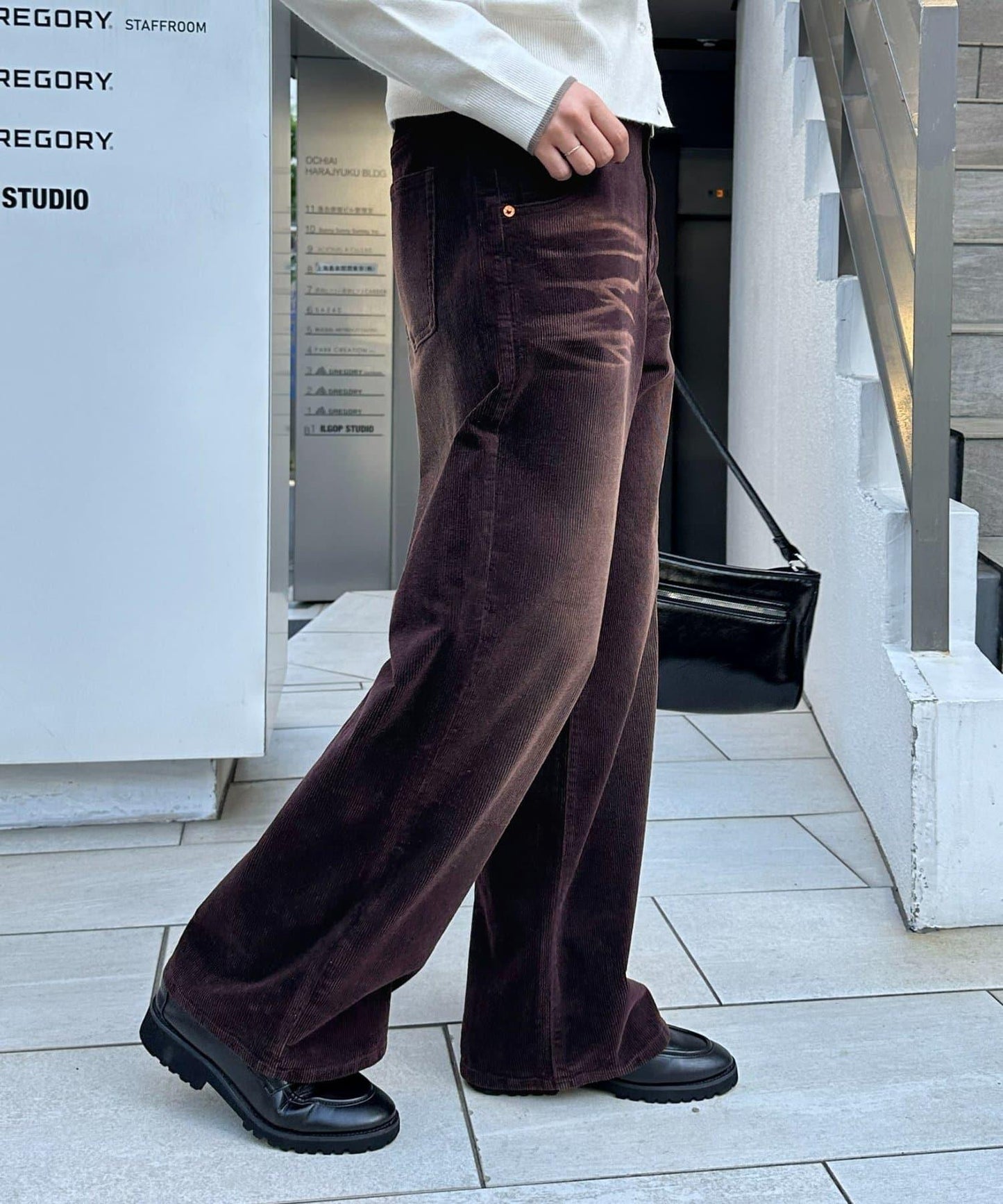 【Discoat】燈芯絨寬鬆染色長褲