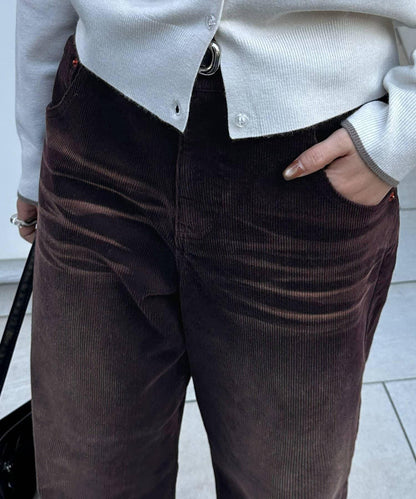 【Discoat】燈芯絨寬鬆染色長褲