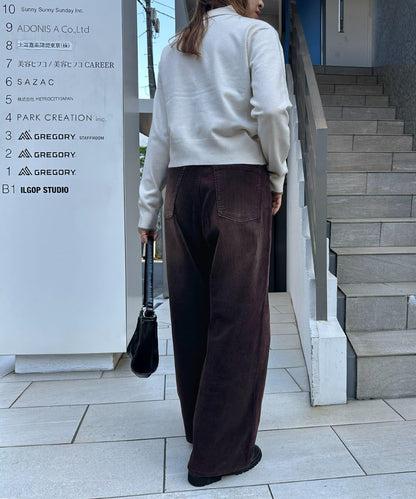 【Discoat】燈芯絨寬鬆染色長褲