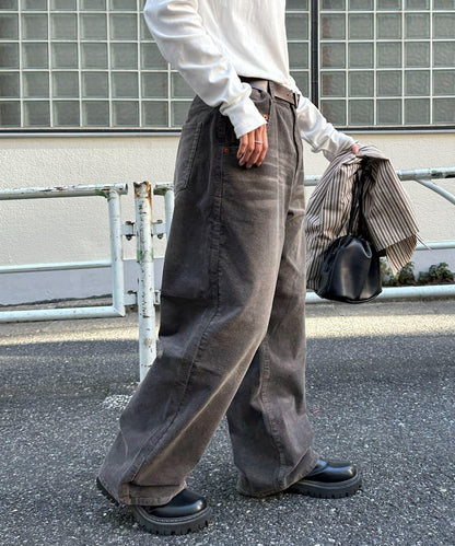 【Discoat】燈芯絨寬鬆染色長褲