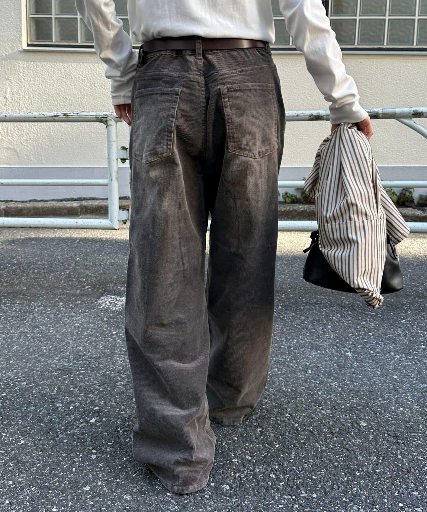 【Discoat】燈芯絨寬鬆染色長褲