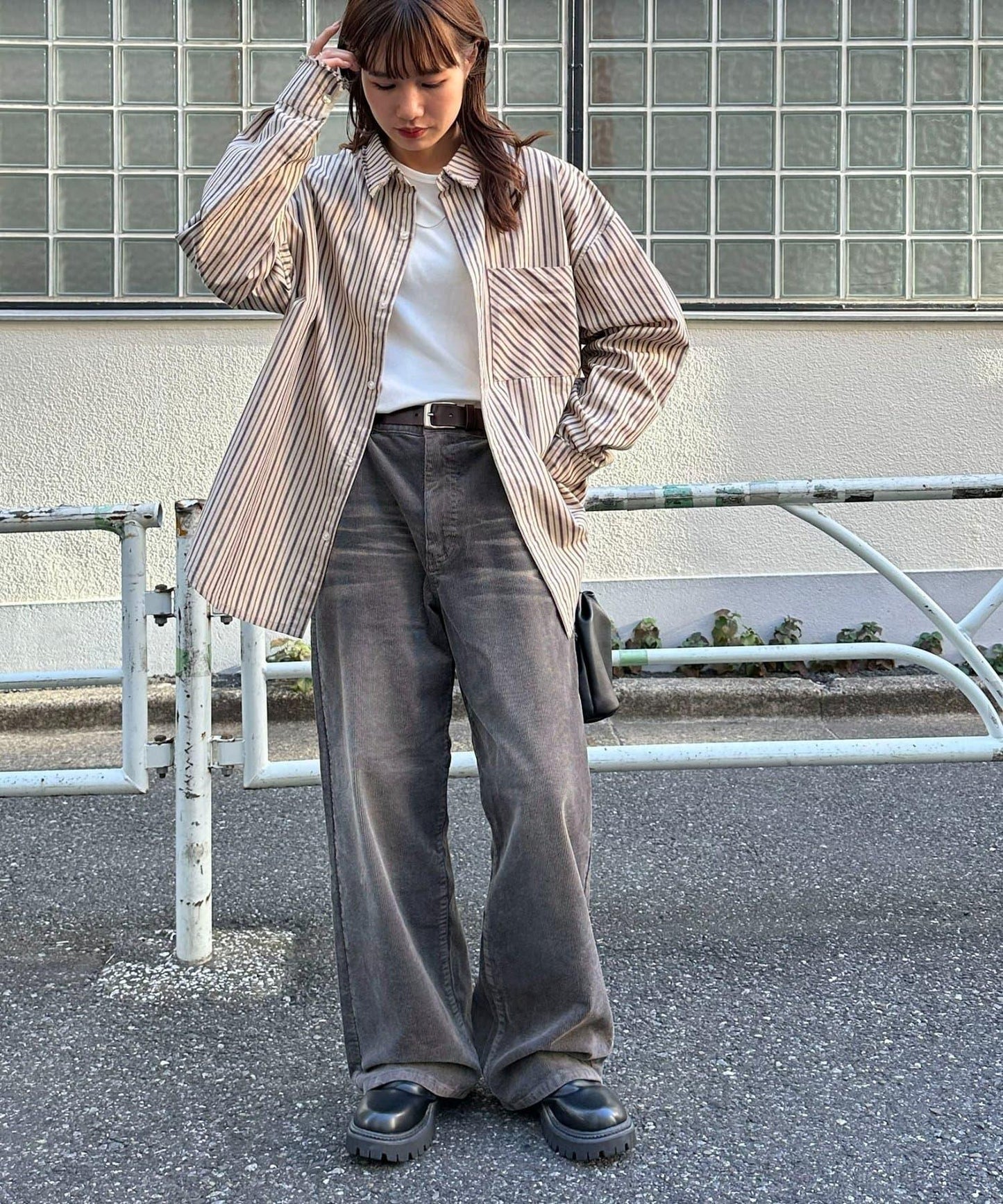 【Discoat】燈芯絨寬鬆染色長褲