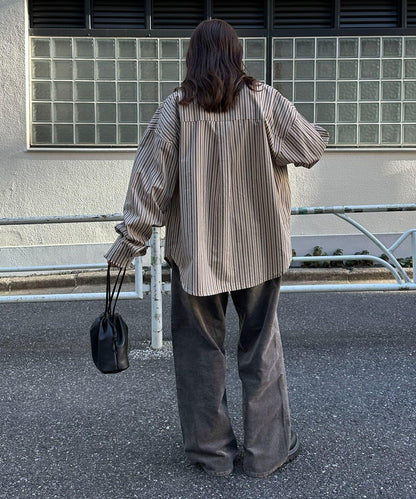 【Discoat】燈芯絨寬鬆染色長褲