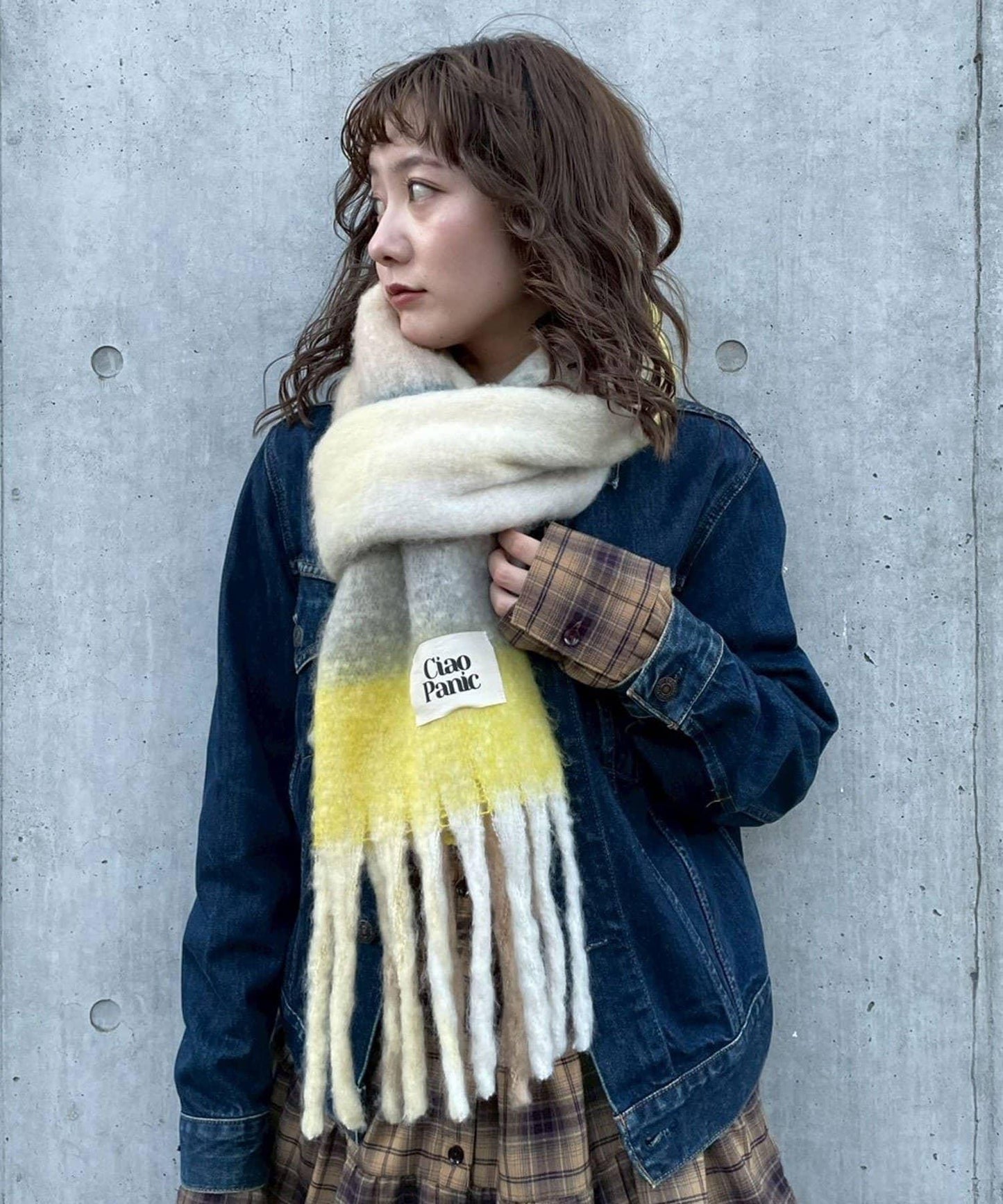 拼色流蘇加厚圍巾