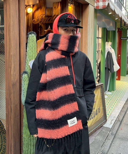 拼色流蘇加厚圍巾