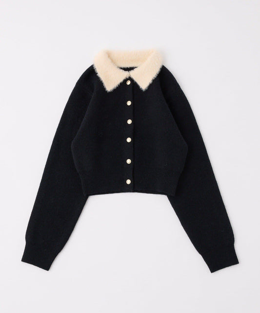 拼色毛邊領針織衫