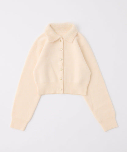 拼色毛邊領針織衫