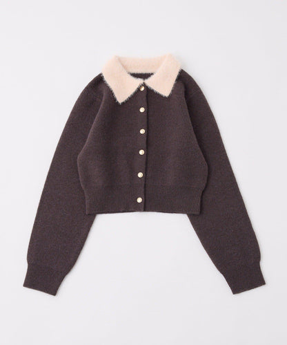 拼色毛邊領針織衫