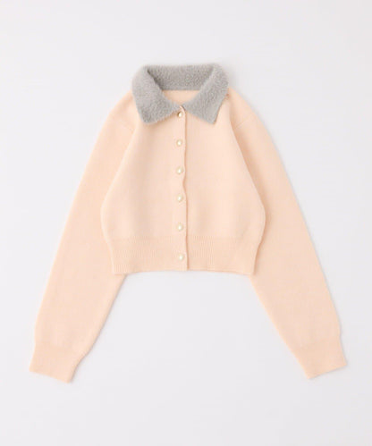 拼色毛邊領針織衫