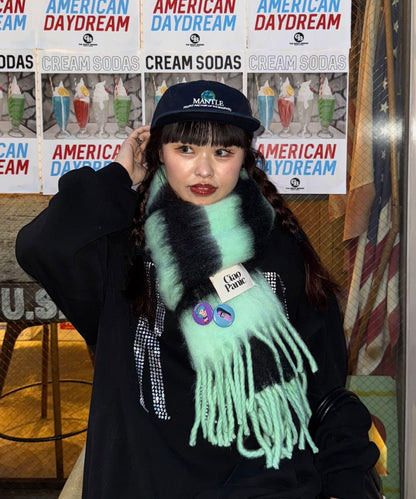 拼色流蘇加厚圍巾