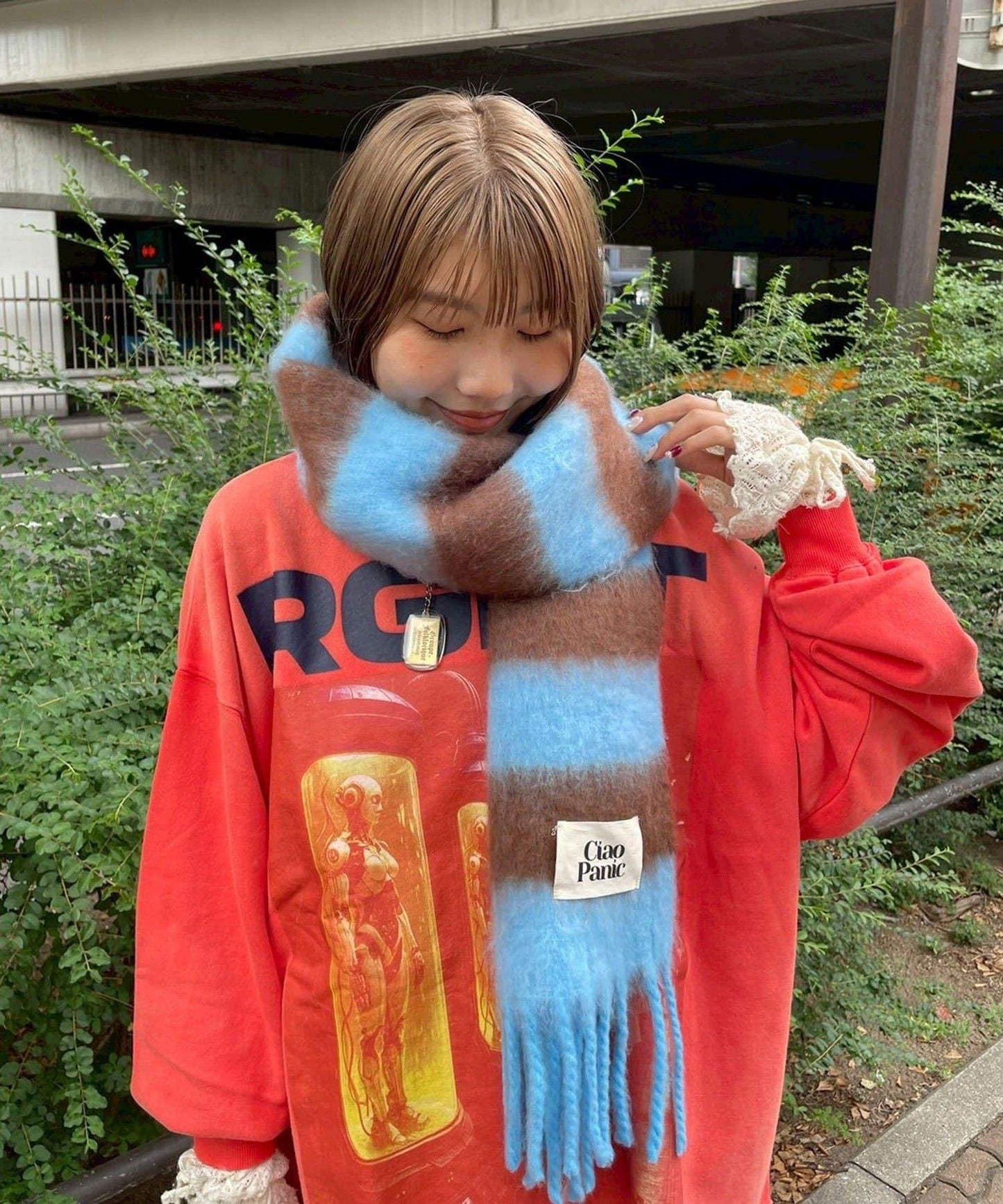 拼色流蘇加厚圍巾