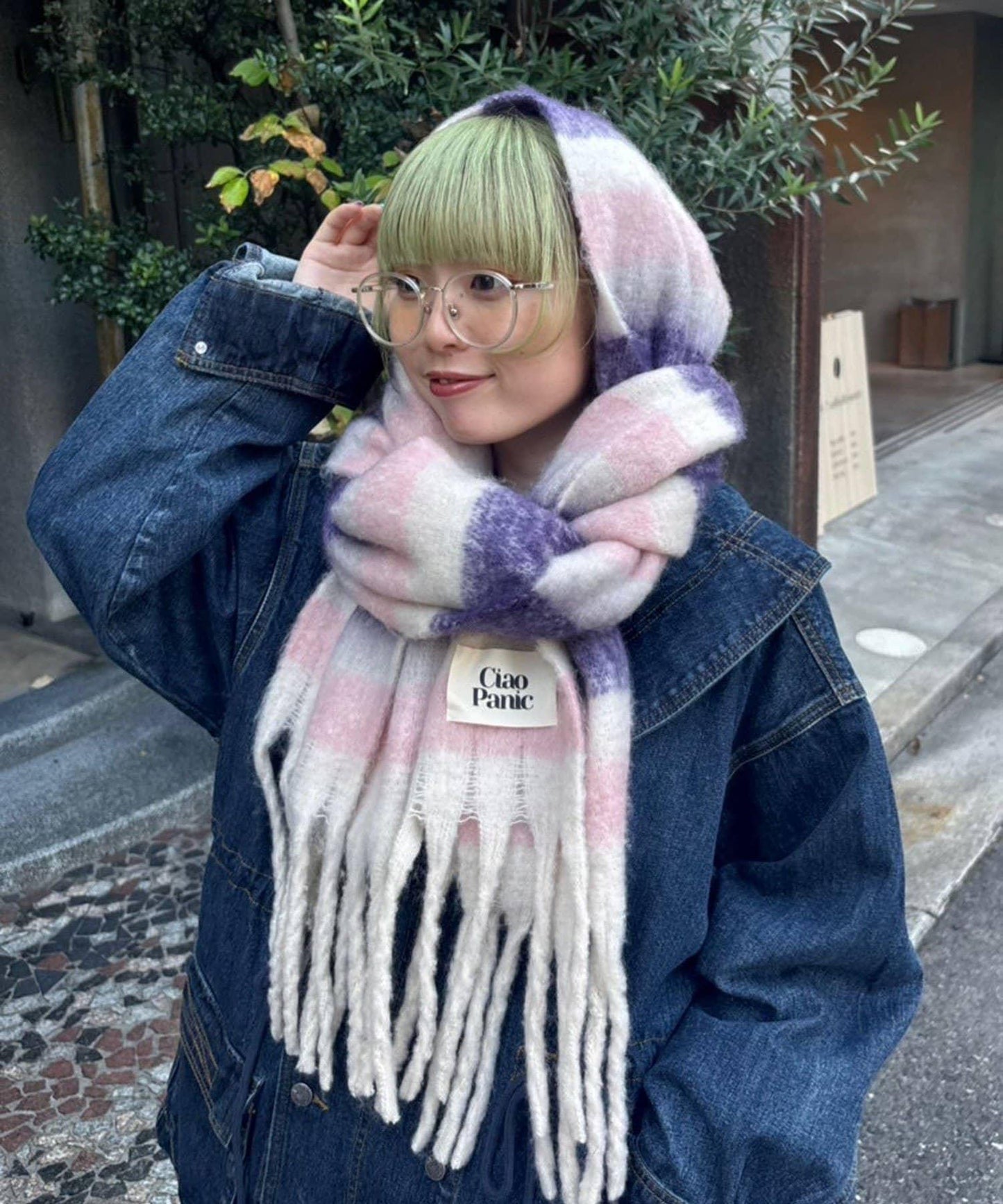 拼色流蘇加厚圍巾