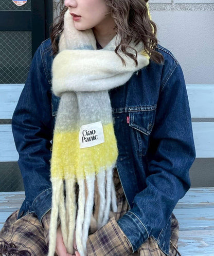 拼色流蘇加厚圍巾