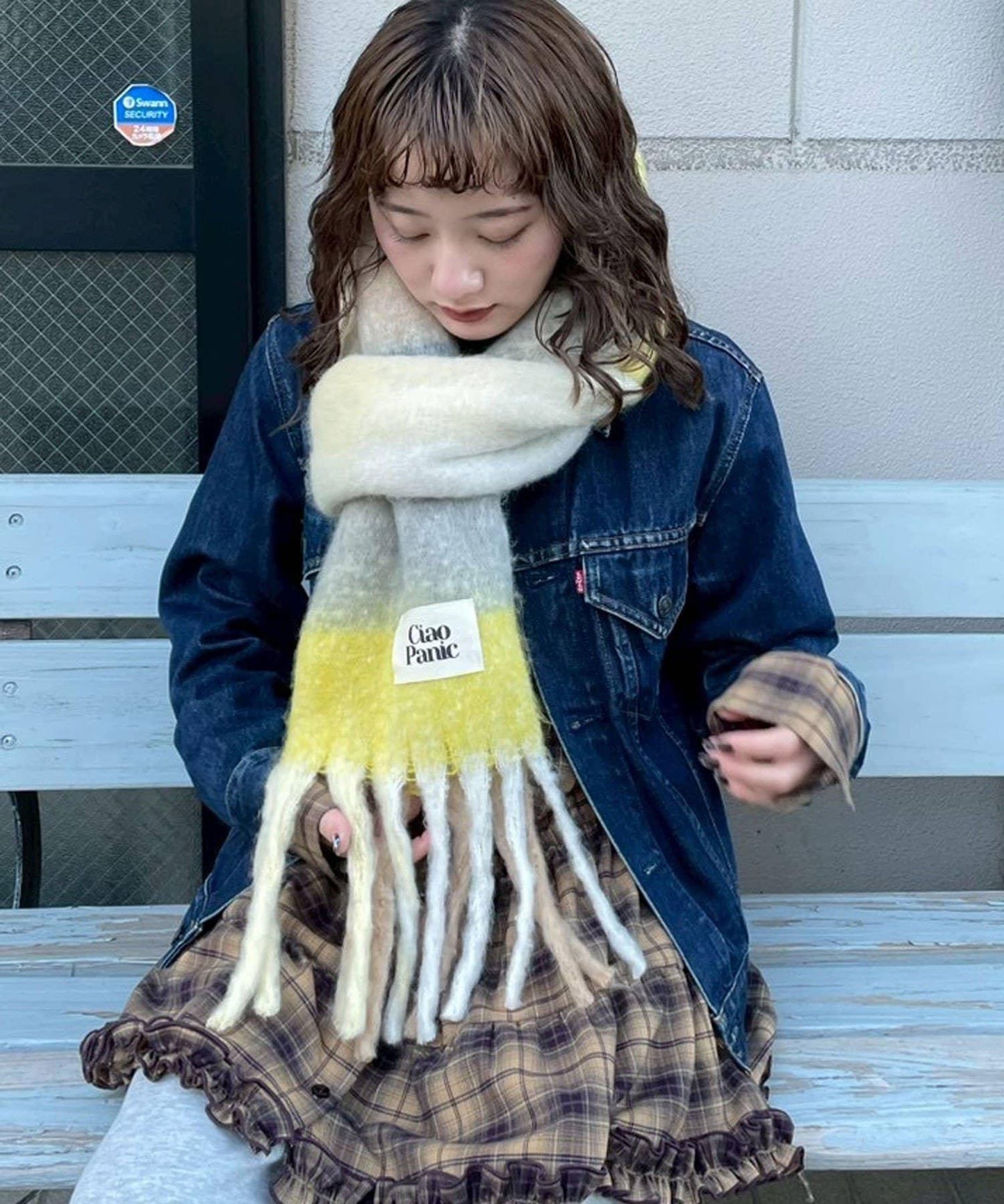 拼色流蘇加厚圍巾