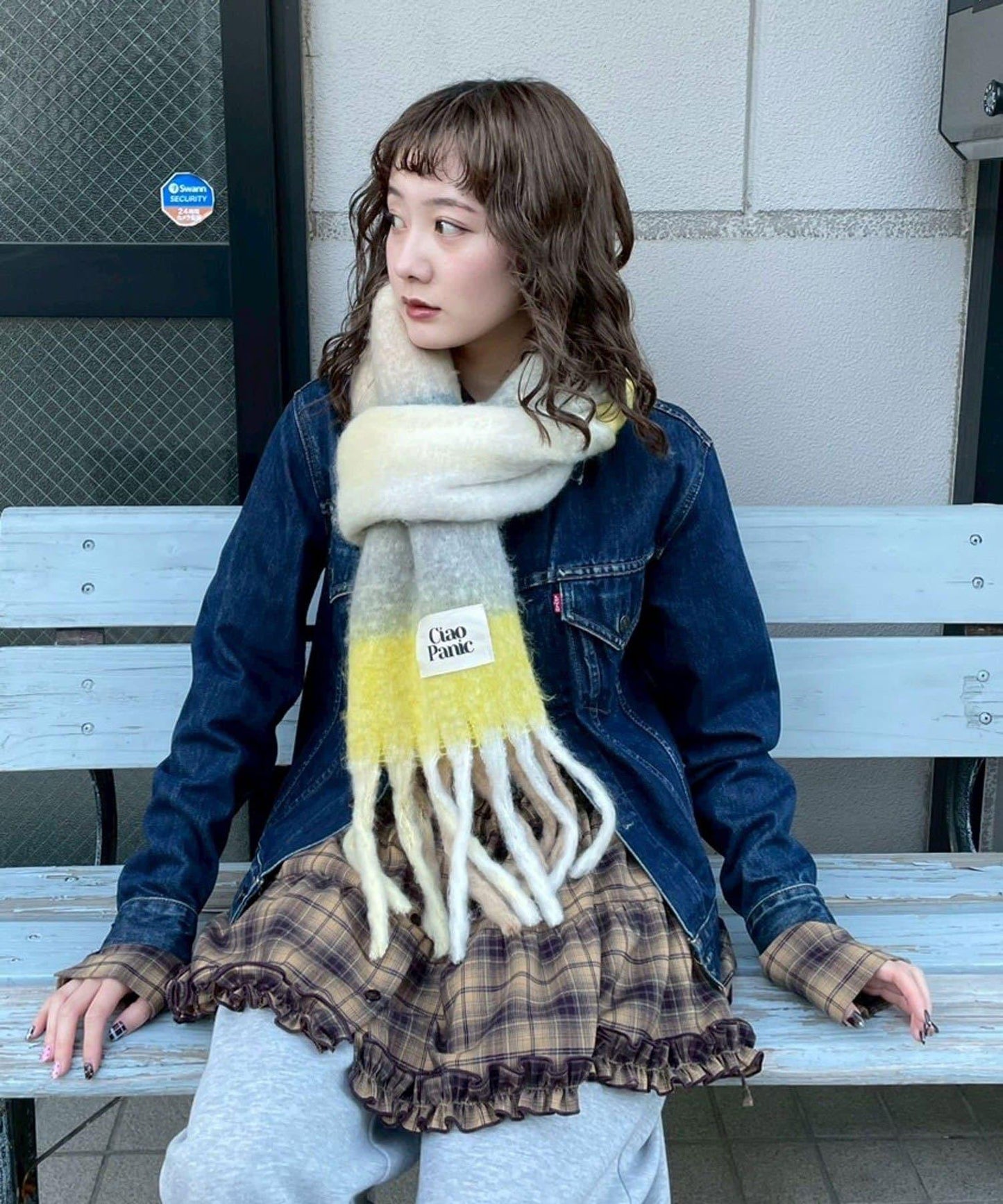 拼色流蘇加厚圍巾