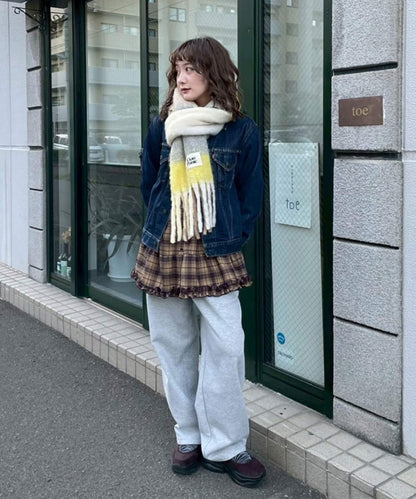 拼色流蘇加厚圍巾