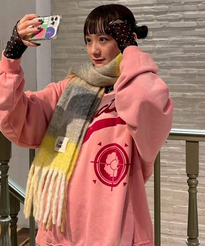 拼色流蘇加厚圍巾