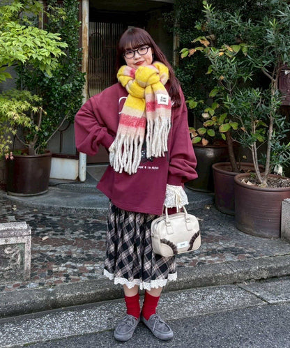 拼色流蘇加厚圍巾