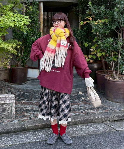 拼色流蘇加厚圍巾