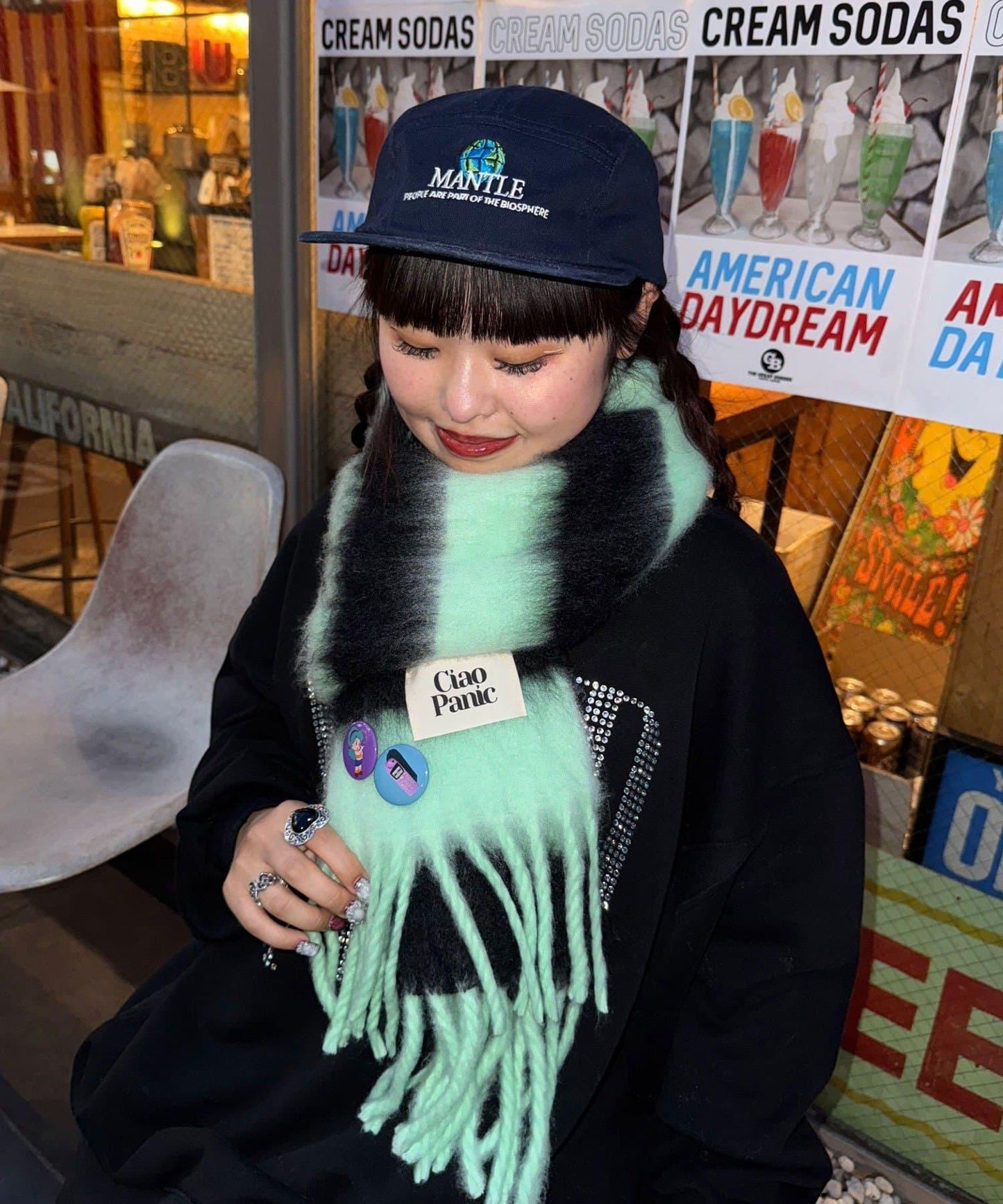 拼色流蘇加厚圍巾