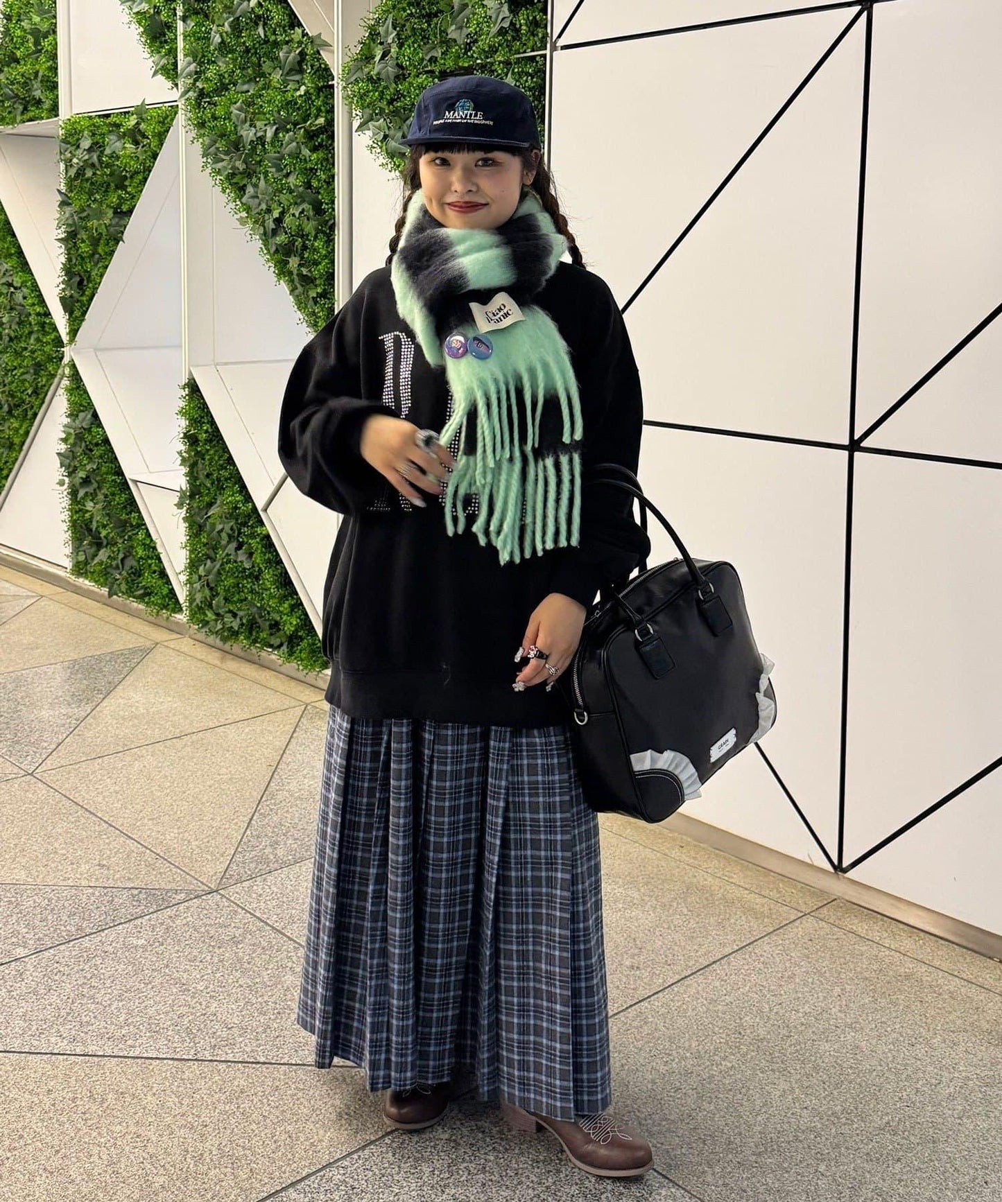 拼色流蘇加厚圍巾