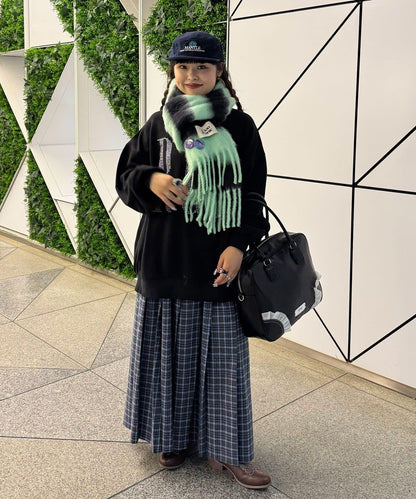 拼色流蘇加厚圍巾