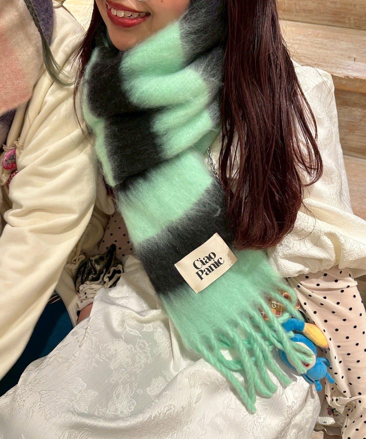 拼色流蘇加厚圍巾