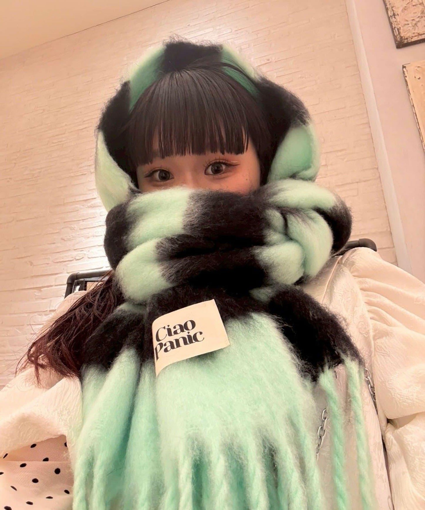 拼色流蘇加厚圍巾