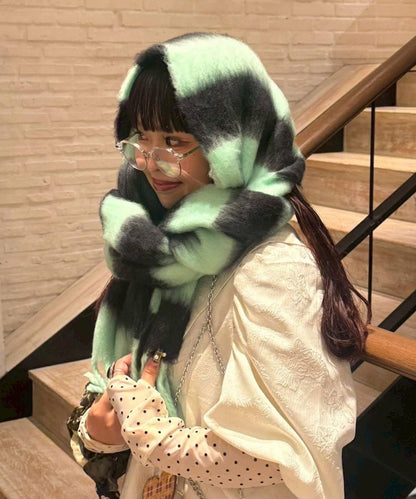 拼色流蘇加厚圍巾