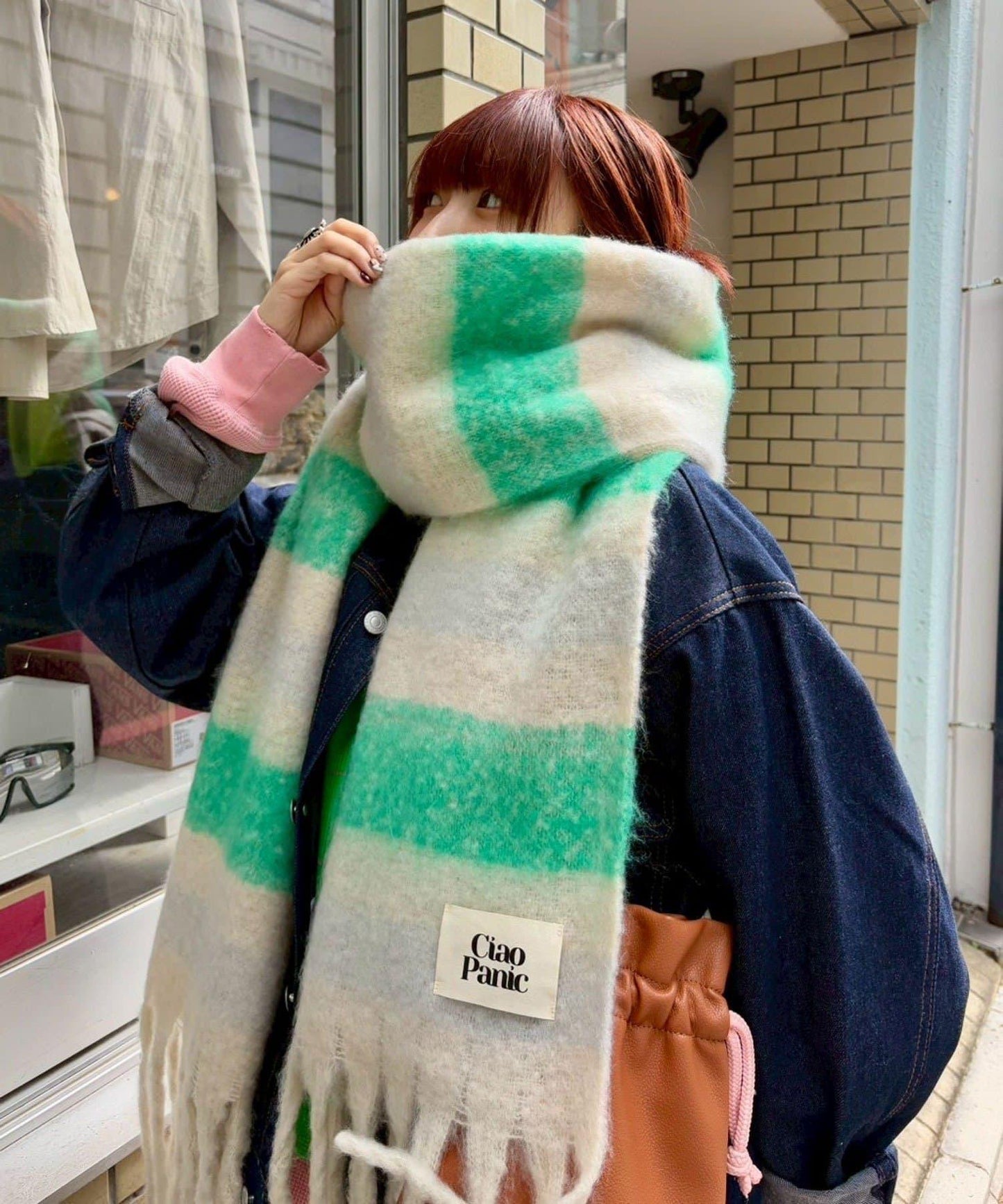 拼色流蘇加厚圍巾