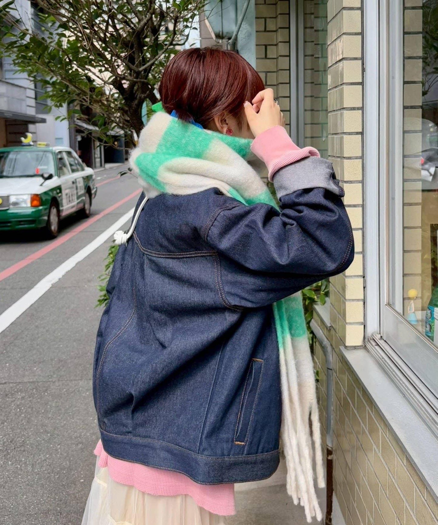 拼色流蘇加厚圍巾