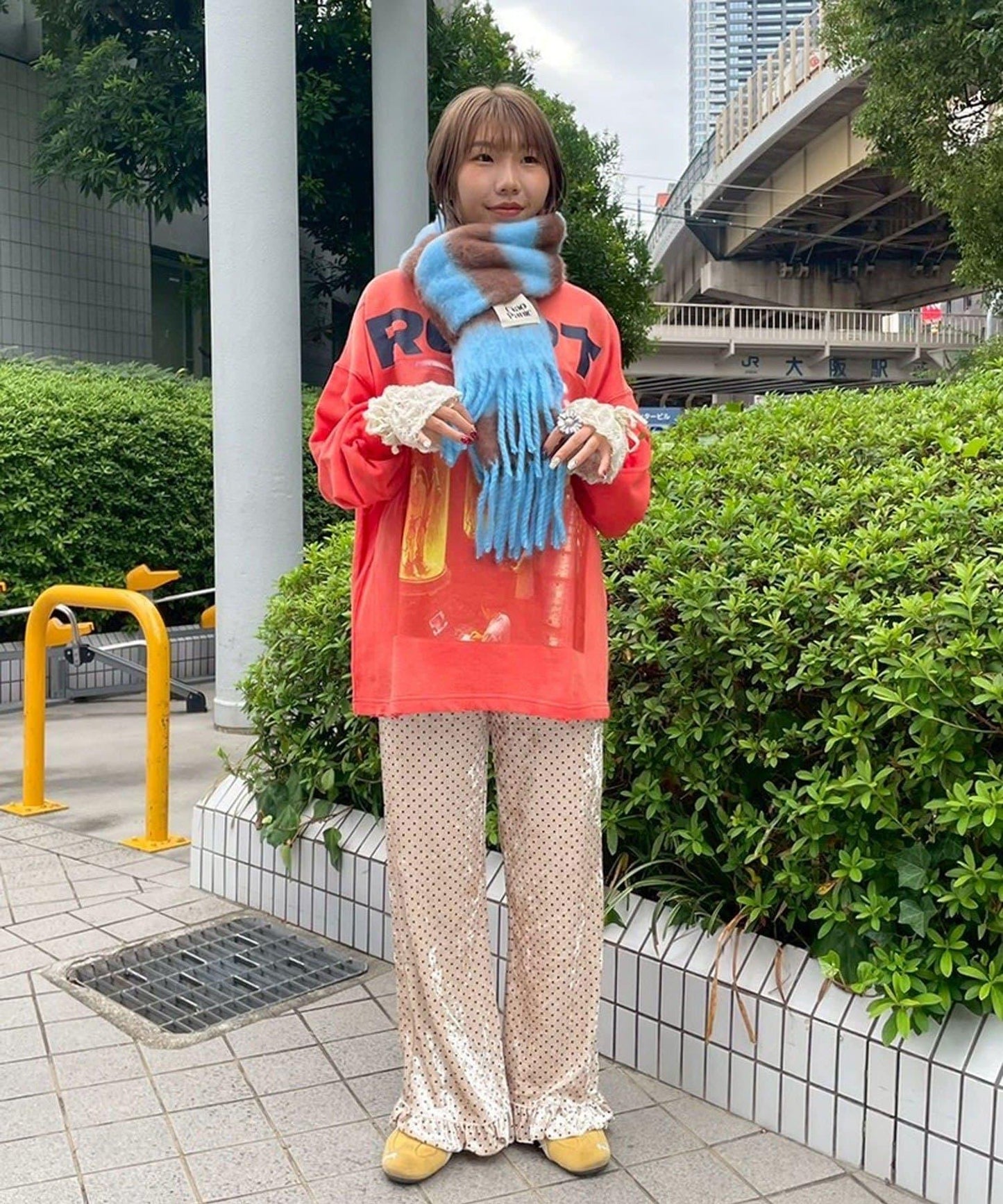 拼色流蘇加厚圍巾