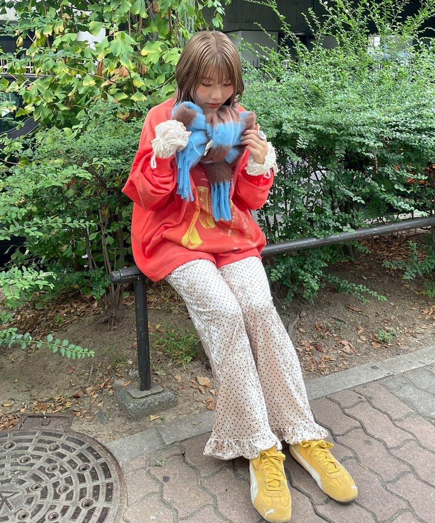 拼色流蘇加厚圍巾