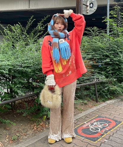 拼色流蘇加厚圍巾