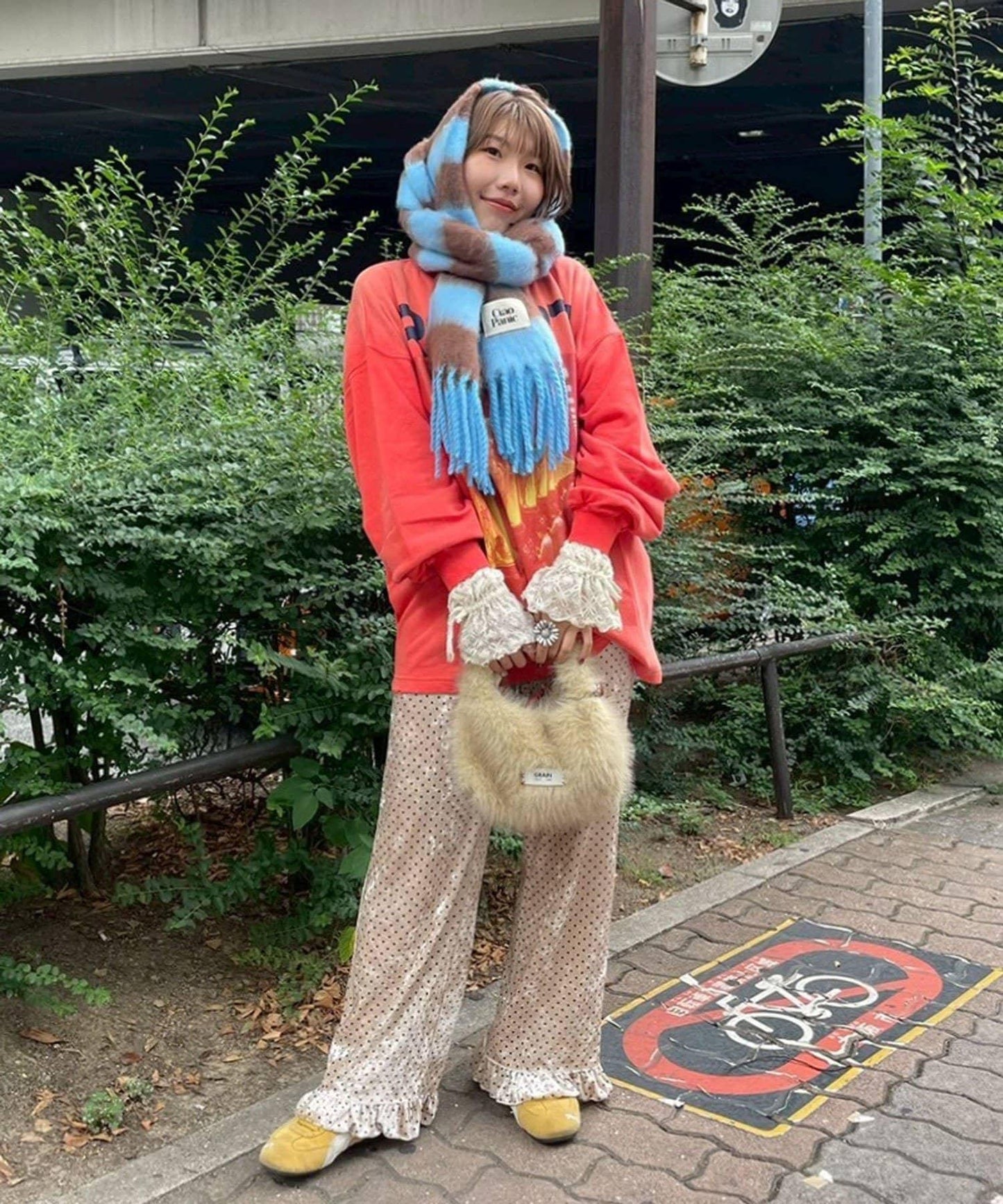 拼色流蘇加厚圍巾