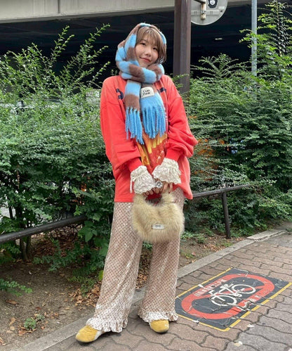 拼色流蘇加厚圍巾