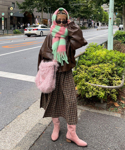 拼色流蘇加厚圍巾