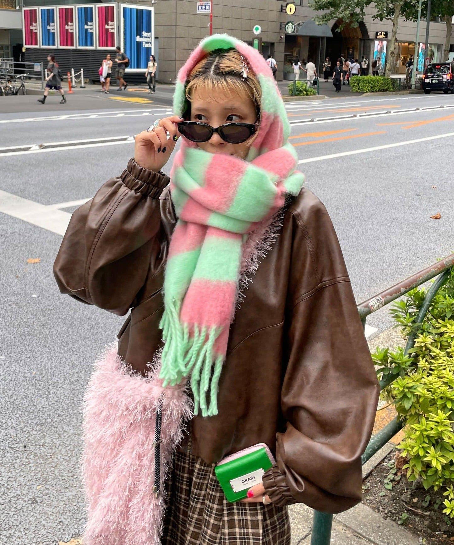 拼色流蘇加厚圍巾