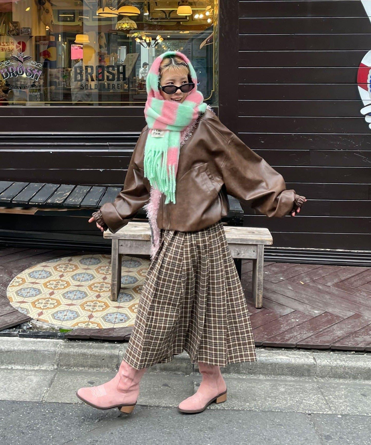 拼色流蘇加厚圍巾