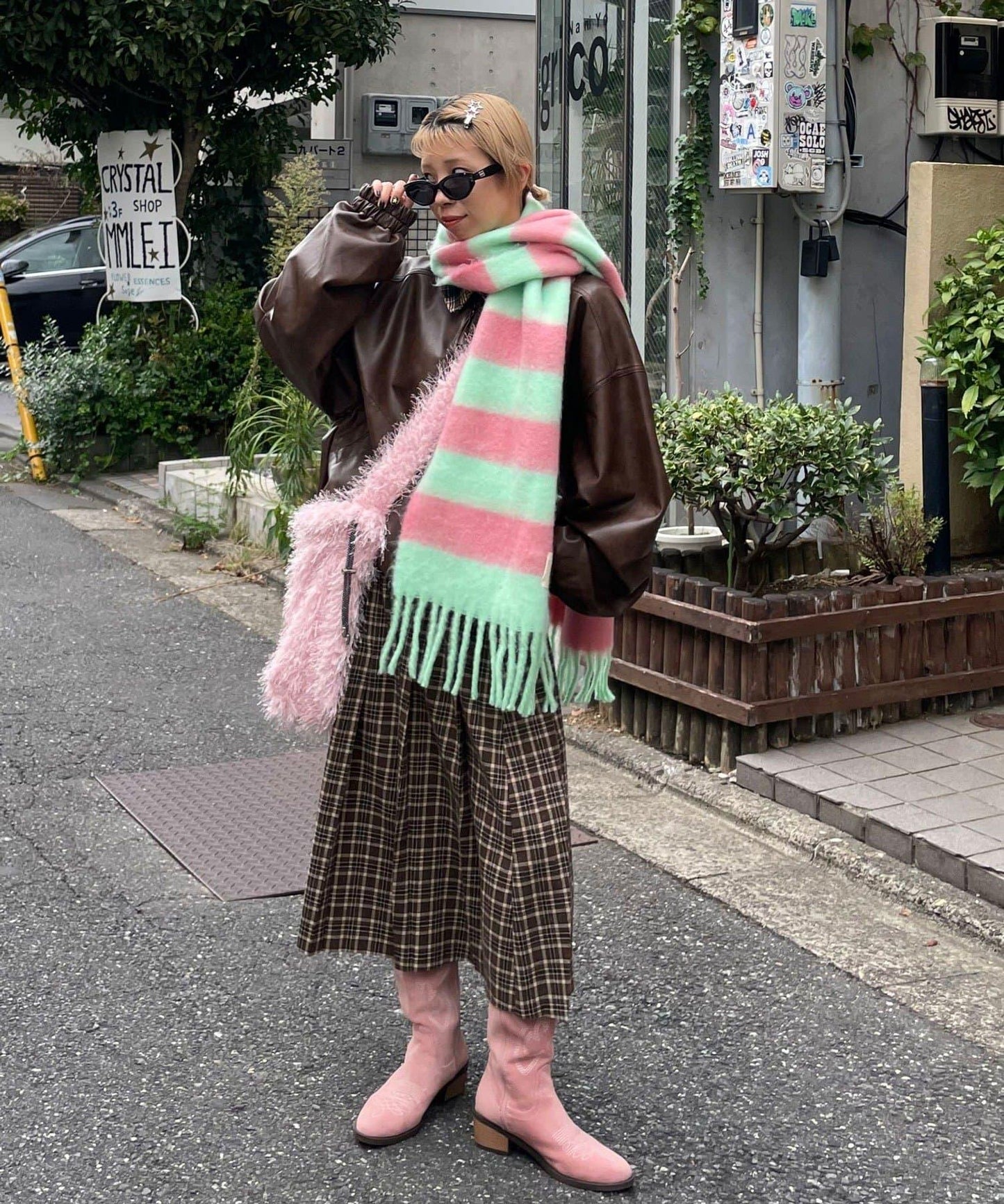 拼色流蘇加厚圍巾