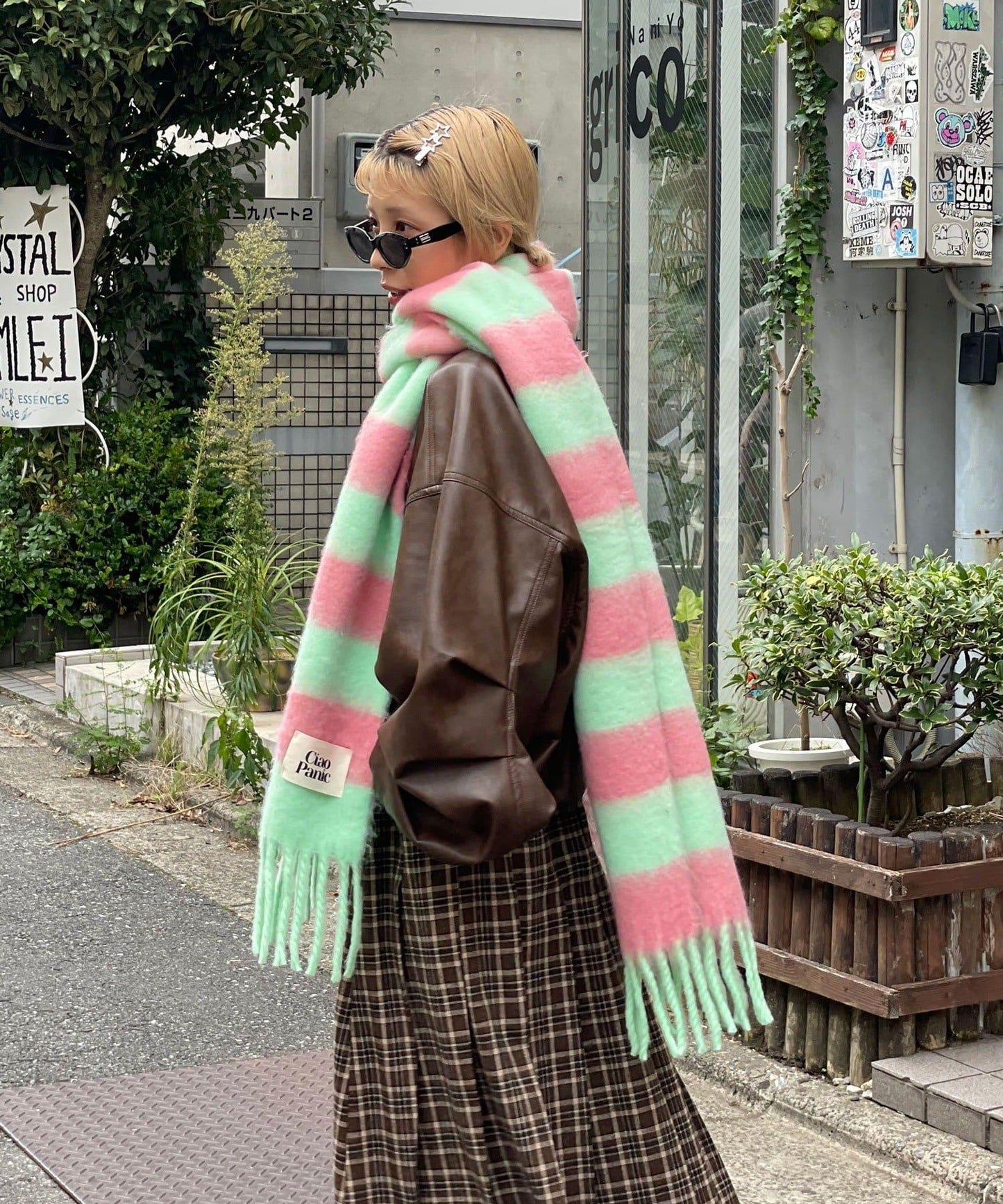 拼色流蘇加厚圍巾