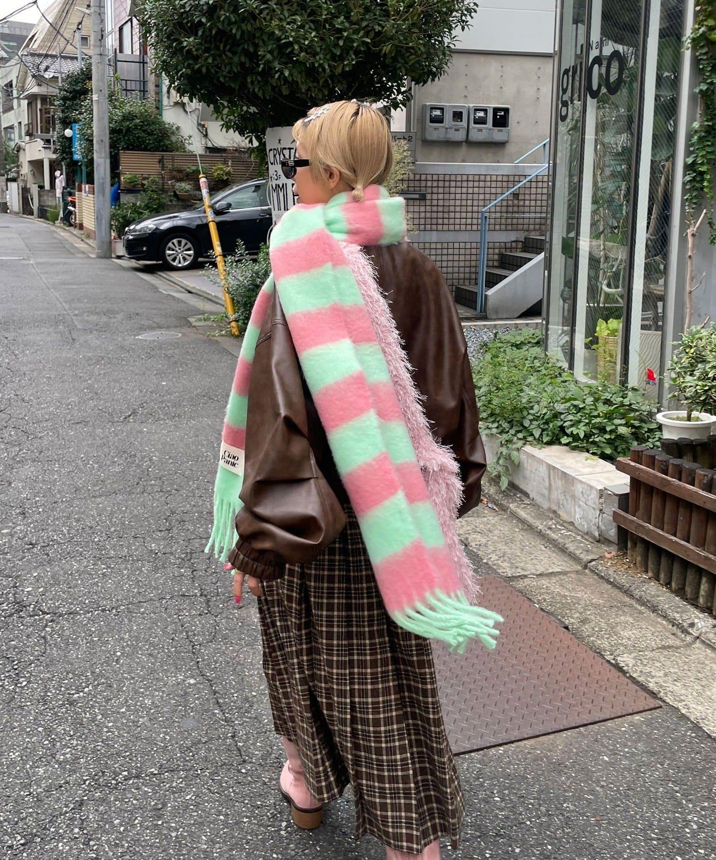 拼色流蘇加厚圍巾