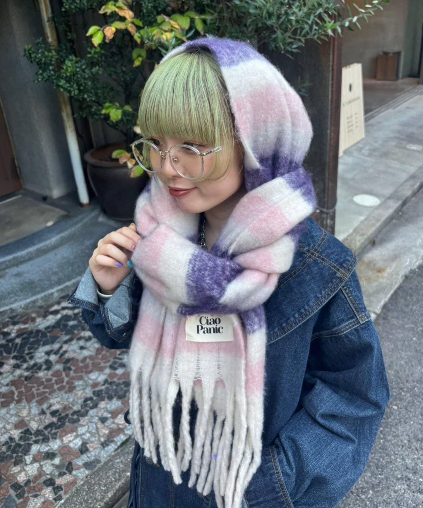 拼色流蘇加厚圍巾