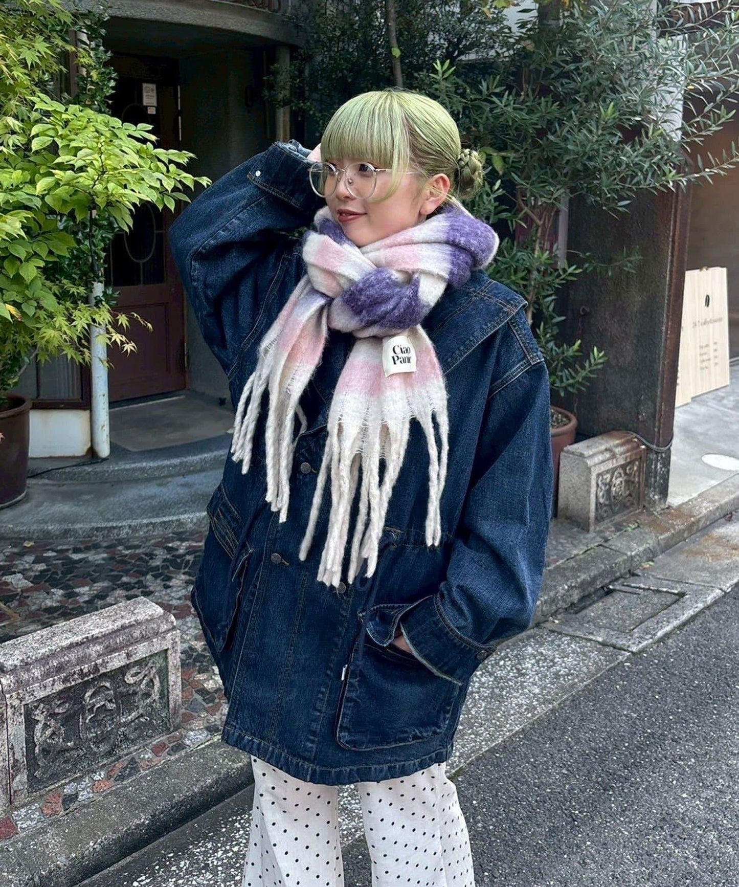 拼色流蘇加厚圍巾