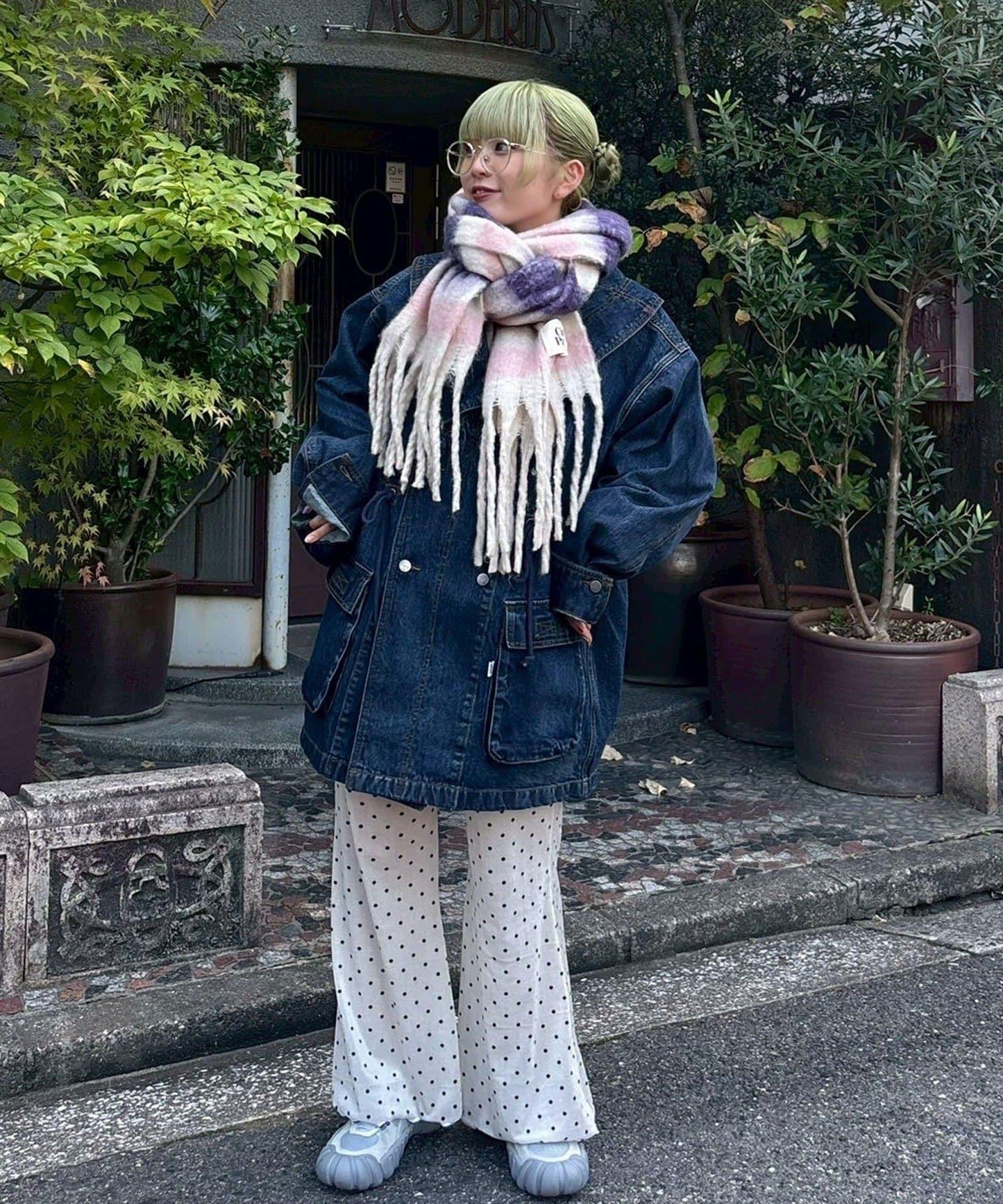 拼色流蘇加厚圍巾