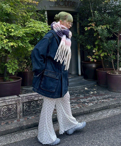 拼色流蘇加厚圍巾